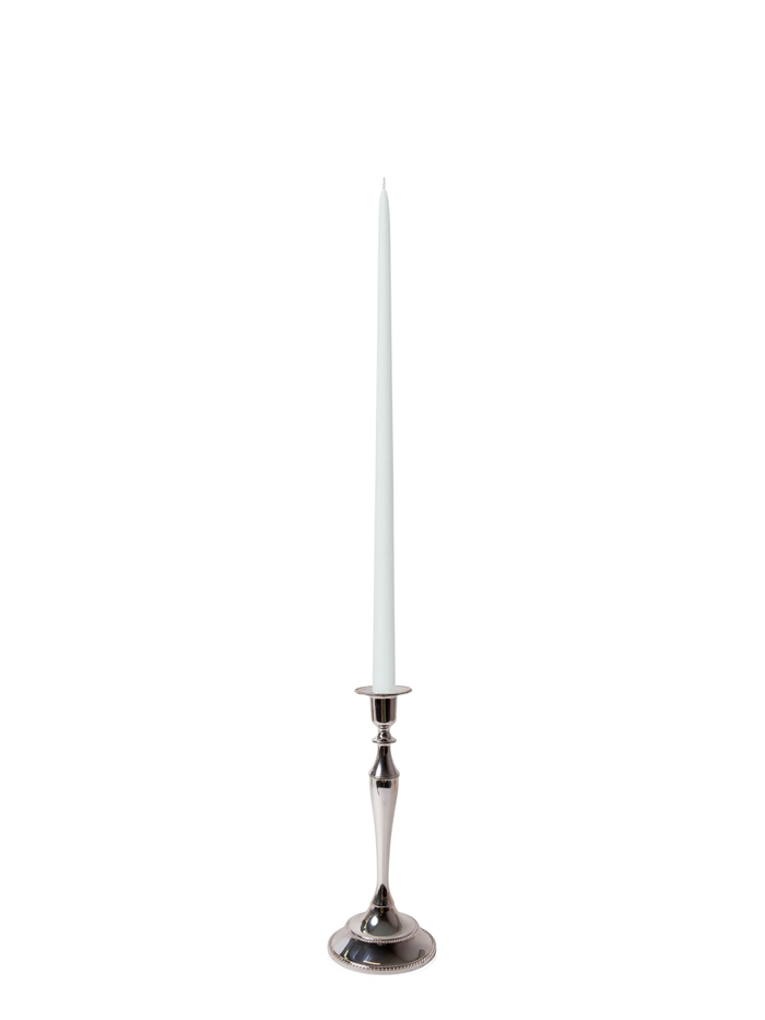 White 45cm Taper Candles with Medium Antique Silver Juliette Candle Holders - Set of 6 Pack of 6
