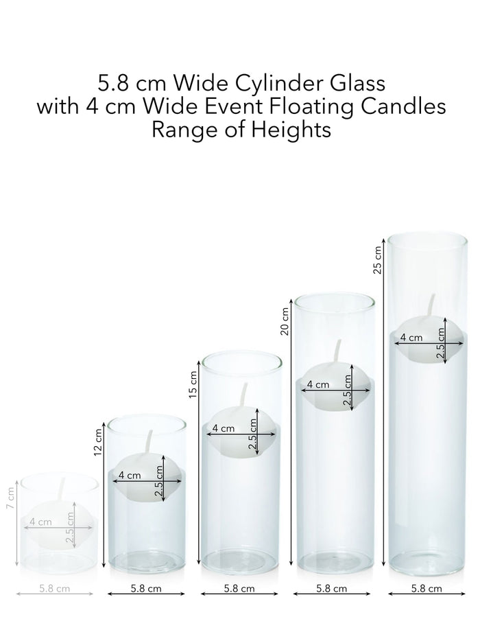 White 4cm Event Floating Candle in 5.8cm Glass, Med - Set of 6