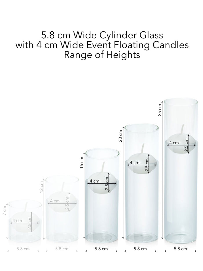 White 4cm Event Floating Candle in 5.8cm Glass Set - Lg Pack of 1