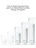 White 5cm Pillar in 5.8cm Glass Set - Lg Pack of 1