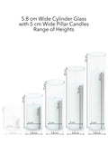 White 5cm Pillar in 5.8cm Glass Set - Med Pack of 1