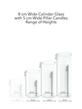 White 5cm Pillar in 8cm Glass Set - Med Pack of 1