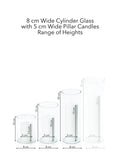 White 5cm Pillar in 8cm Glass Set - Sm Pack of 1