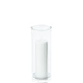 White 5cm x 15cm Pillar in 8cm x 20cm Glass Pack of 1