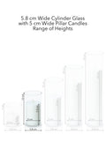 White 5cm x 7.5cm Pillar in 5.8cm x 12cm Glass Pack of 1