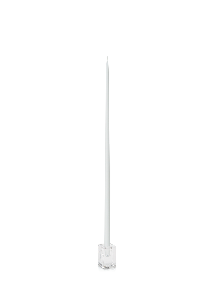 White 65cm Taper Candles with Glass Cube Holders - Set of 6 Pack of 6