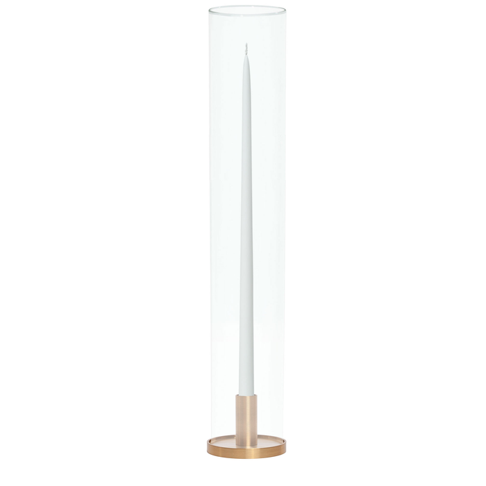 White 65cm Taper Candles with Medium Gold Maya Metal Holders and Sleeves - Set of 6 Pack of 6