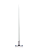 White 65cm Taper Candles with Medium Silver Maya Metal Holders - Set of 6 Pack of 6