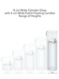 White 6cm Event Floating Candle in 8cm x 30cm Glass Pack of 1