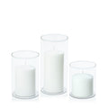 White 7cm Event Pillar in 10cm Glass Set - Sm Pack of 1