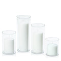 White 7cm Event Pillar in 10cm Glass, Sm - Set of 6