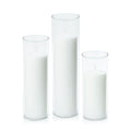 White 7cm Event Pillar in 8cm Glass, Lg - Set of 6
