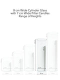 White 7cm x 20cm Pillar in 8cm x 25cm Glass Pack of 1