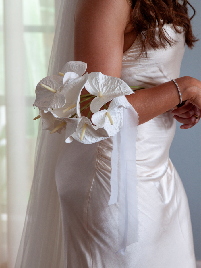 White Anthurium En Masse Wedding Bouquet