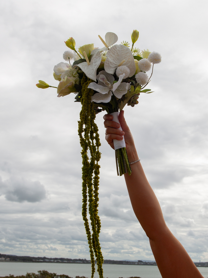 Green & White Garden Wedding Bouquet - Medium Pack of 1