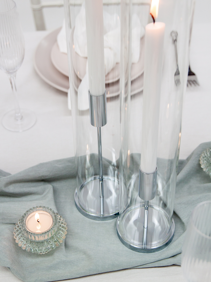 White Dinner Candles with Silver Metal Holders Wedding Bundle (Copy) Pack of 1