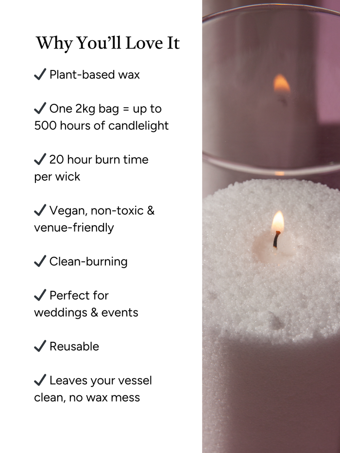 White Pearl Candle Wax in 10cm Glass Set - Med