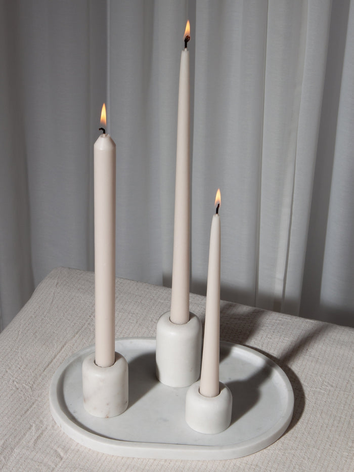 White Sienna Marble Candle Holder - Medium Pack of 1