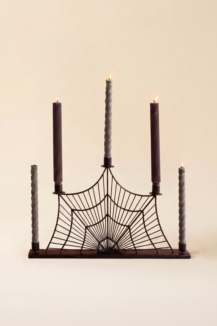 Wire Halloween Spider Web Candelabra