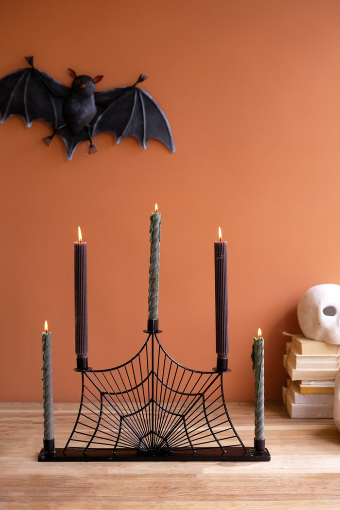 Wire Halloween Spider Web Candelabra